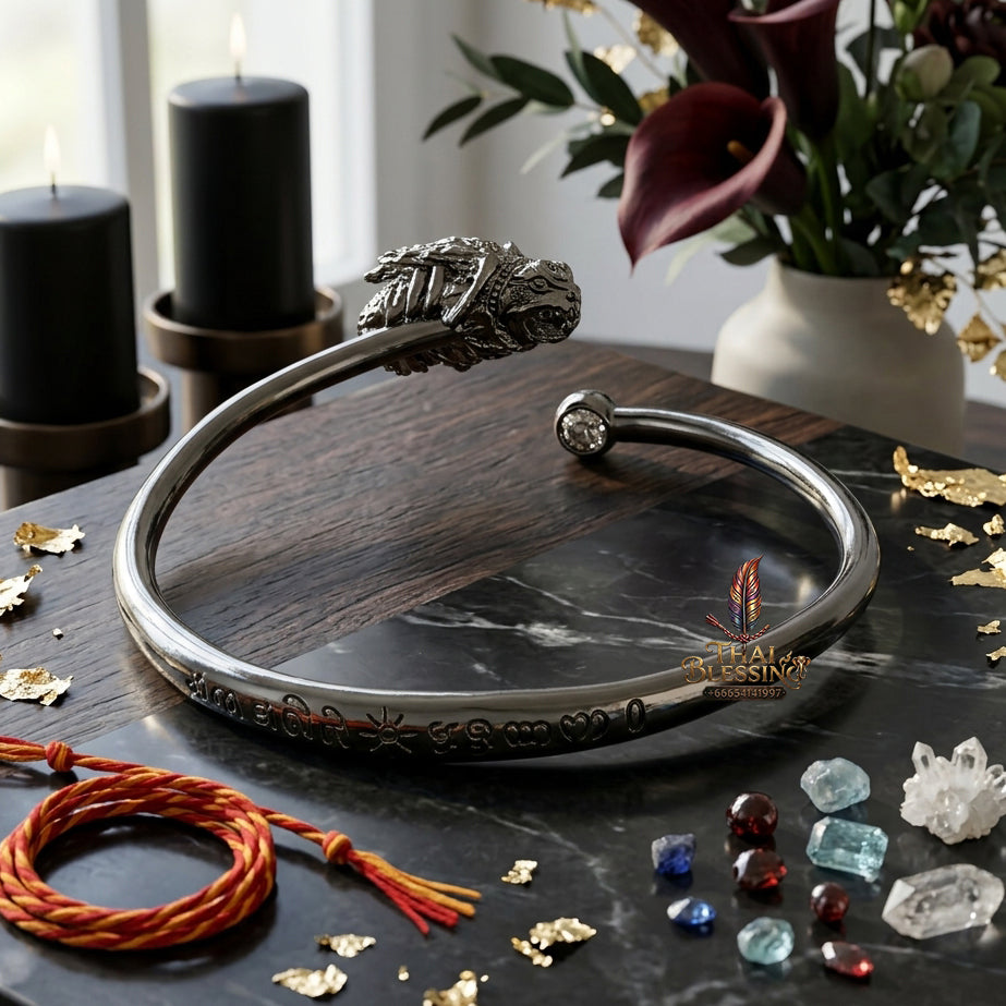 ✨ "Phaya Maelang Phu Kham Bangle" (Black-Bronze Plated Edition, Width 6 cm) - B.E. 2562 (2019) by Wat Ban Luang: The Supreme Lanna Masterpiece of Metta Charm and Wealth Attraction!