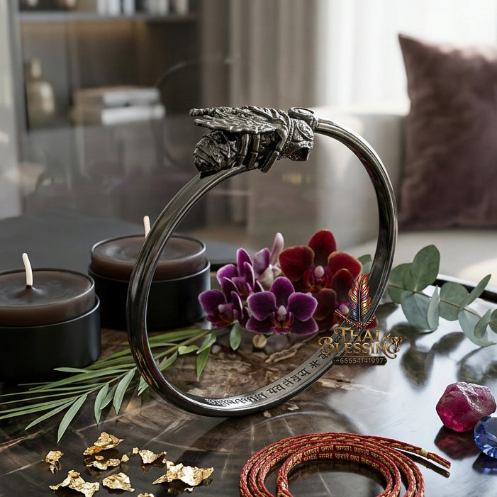 ✨ "Phaya Maelang Phu Kham Bangle" (Black-Bronze Plated Edition, Width 6 cm) - B.E. 2562 (2019) by Wat Ban Luang: The Supreme Lanna Masterpiece of Metta Charm and Wealth Attraction!
