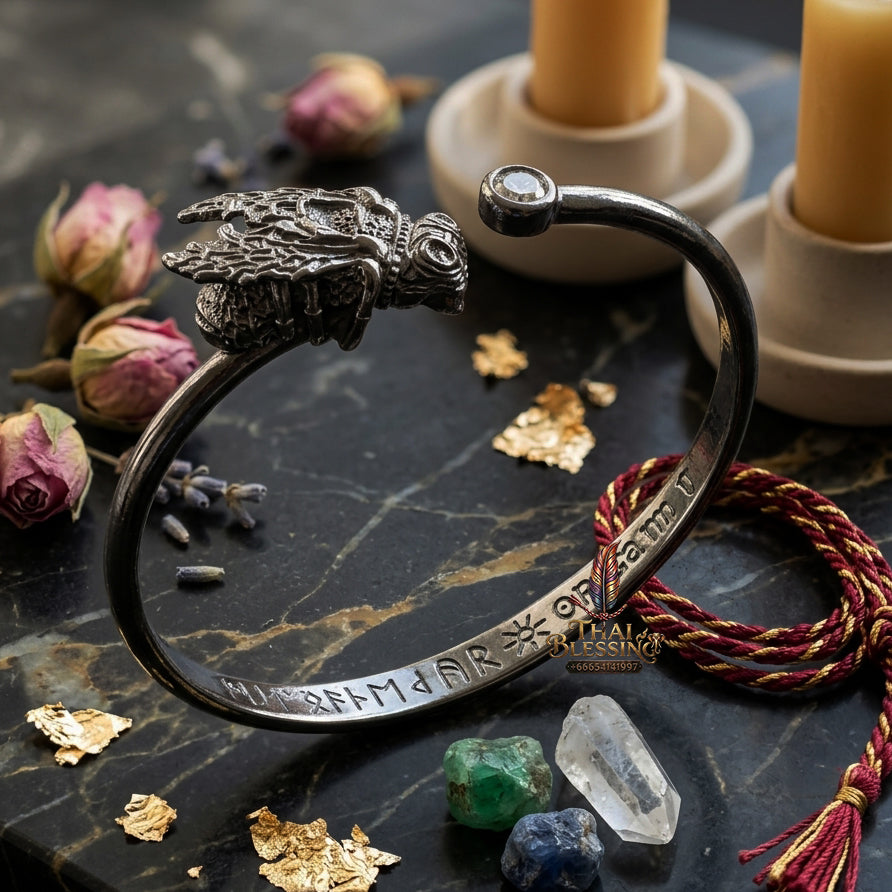 ✨ "Phaya Maelang Phu Kham Bangle" (Black-Bronze Plated Edition, Width 6 cm) - B.E. 2562 (2019) by Wat Ban Luang: The Supreme Lanna Masterpiece of Metta Charm and Wealth Attraction!