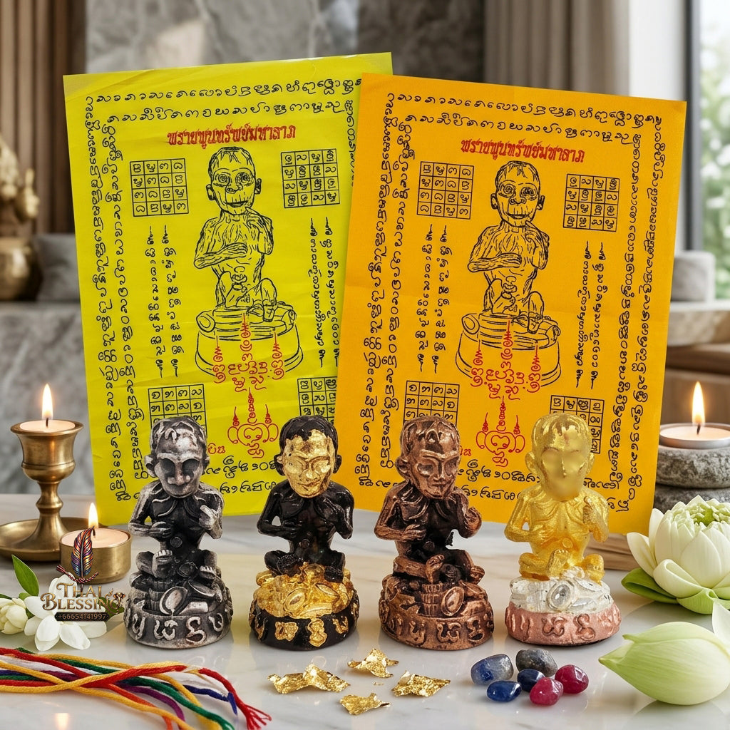 ✨ "Phayant Lukkrok Phrai Phun Sap" (Wealth-Accumulating Spirit Child Sacred Cloth)  Metaphysical Wealth Attraction, Booming Retail Trade, and Devoted Spiritual Assistance!