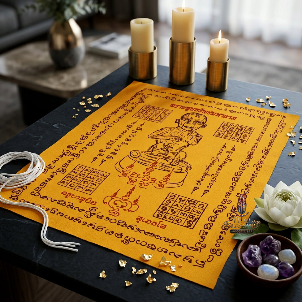 ✨ "Phayant Lukkrok Phrai Phun Sap" (Wealth-Accumulating Spirit Child Velvet Sacred Cloth) - Velvet Edition (9 x 12 inches) by Khru Ba Subin Sumettho