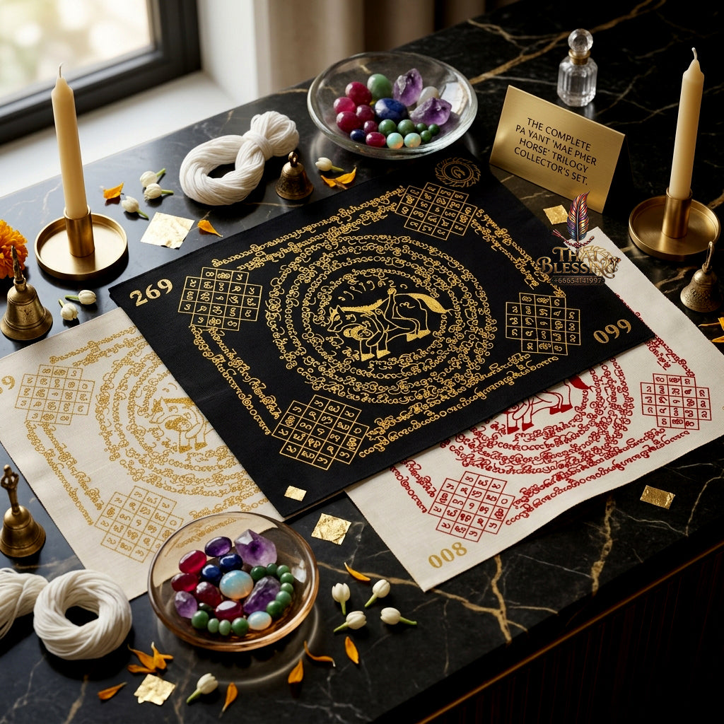 ✨ "Phayant Ma Sep Nang" (Black Cloth with Gold Yant Scripts) The Sovereign Masterpiece of Nocturnal Magnetism, Elite Lanna Romantic Seduction, and Unstoppable Commercial Dominance!