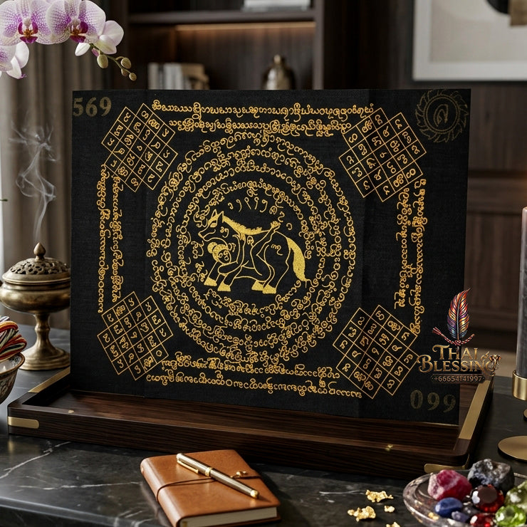 ✨ "Phayant Ma Sep Nang" (Black Cloth with Gold Yant Scripts) The Sovereign Masterpiece of Nocturnal Magnetism, Elite Lanna Romantic Seduction, and Unstoppable Commercial Dominance!