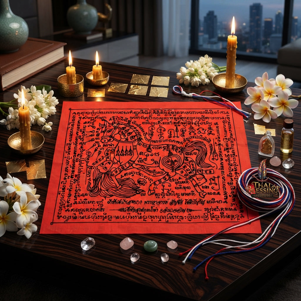 ✨ "Phayant Ma Sep Nang" (The Sacred Horse-Human Union Cloth Yant) -  by Kruba Chai, Wat Pa Kut Nam Kham: