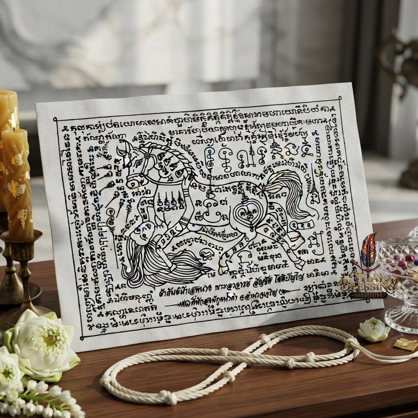 ✨ "Phayant Ma Sep Nang" (The Sacred Horse-Human Union Cloth Yant) -  by Kruba Chai, Wat Pa Kut Nam Kham: