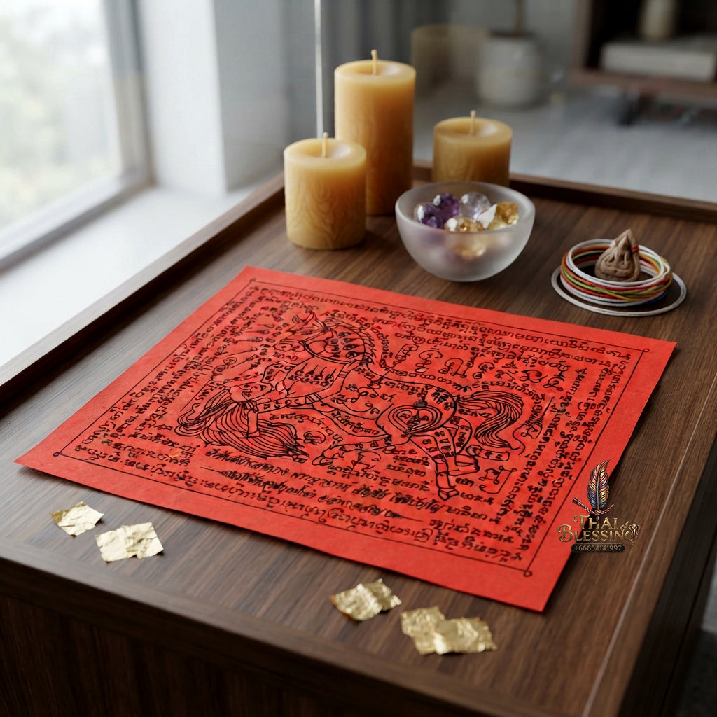 ✨ "Phayant Ma Sep Nang" (The Sacred Horse-Human Union Cloth Yant) -  by Kruba Chai, Wat Pa Kut Nam Kham: