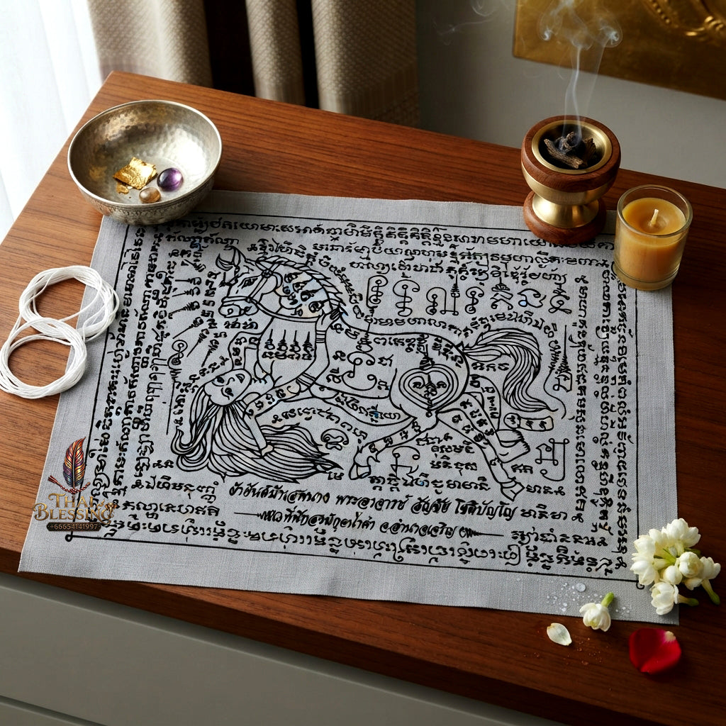 ✨ "Phayant Ma Sep Nang" (The Sacred Horse-Human Union Cloth Yant) -  by Kruba Chai, Wat Pa Kut Nam Kham:
