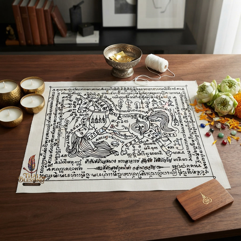 ✨ "Phayant Ma Sep Nang" (The Sacred Horse-Human Union Cloth Yant) -  by Kruba Chai, Wat Pa Kut Nam Kham: