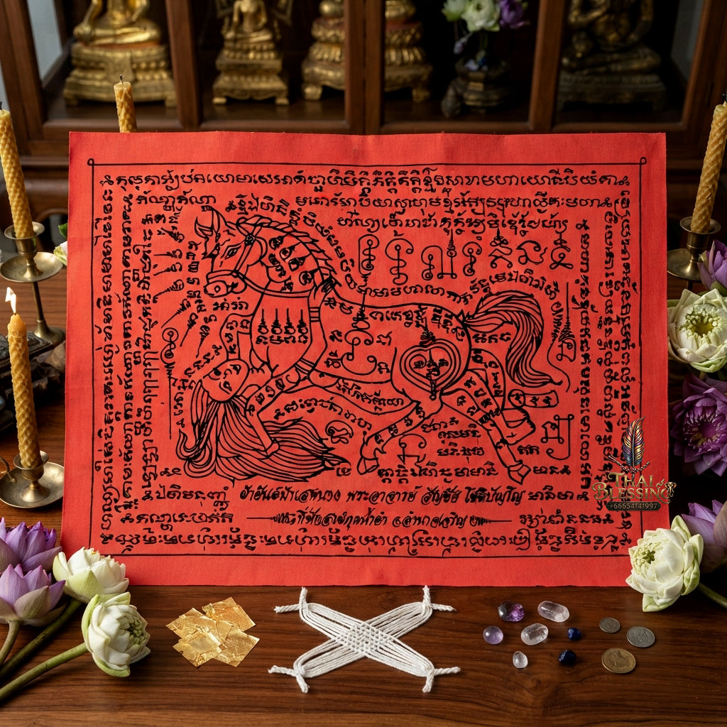 ✨ "Phayant Ma Sep Nang" (The Sacred Horse-Human Union Cloth Yant) -  by Kruba Chai, Wat Pa Kut Nam Kham: