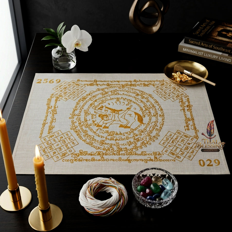✨ "Phayant Ma Sep Nang" (White Cloth with Gold Yant Scripts) The Sovereign Masterpiece of Elite Lanna Romantic Seduction, Irresistible Personal Magnetism, and Unstoppable Commercial Prosperity!