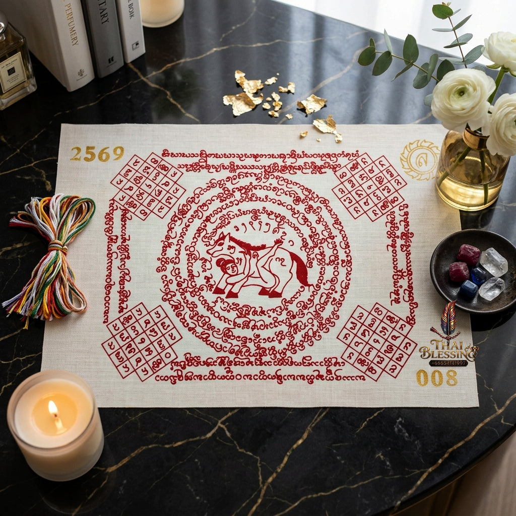 ✨ "Phayant Ma Sep Nang" (White Cloth with Red Yant Scripts) The Sovereign Masterpiece of Fiery Lanna Romantic Seduction, Passionate Devotion, and Unstoppable Commercial Magnetism!