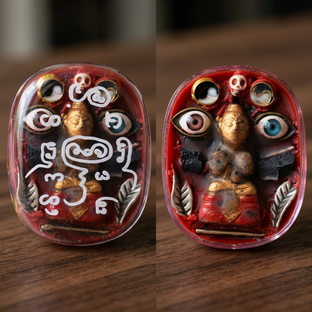 Sacred "Seepueng Kuman Thong" (Golden Boy Fortune & Attraction Wax) by Ajarn Khong Sak, 2015 for Supreme Luck, Business Success, and Endearing Charm
