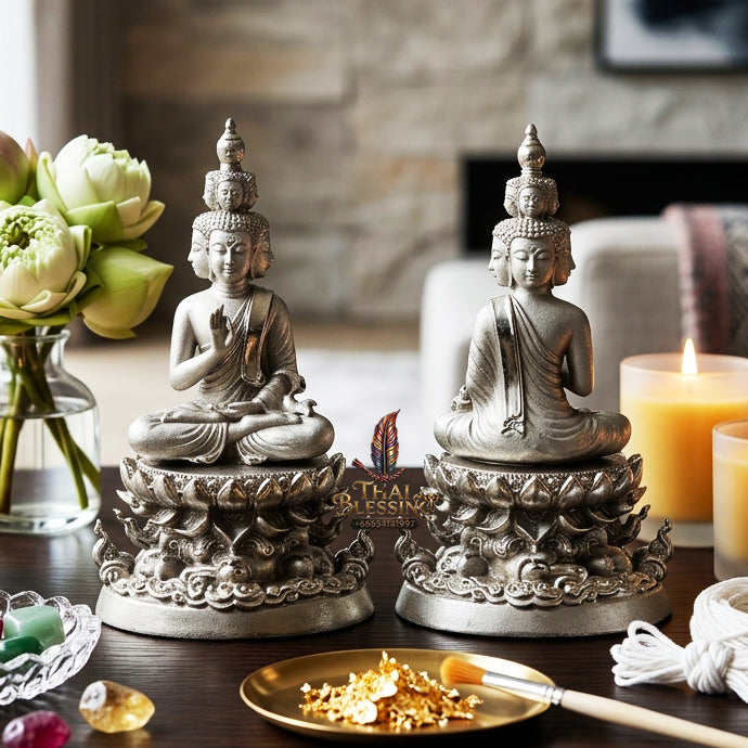 ✨ "Phra Kao Na Maha Setthi" (The Nine-Face Great Billionaire Buddha / Phra Setthi Nawakote) - Satin-Plated Bronze Edition, the Sovereign Masterpiece of Ninefold Wealth Accumulation, Supreme Business Luck, and Unstoppable Financial Prosperity!