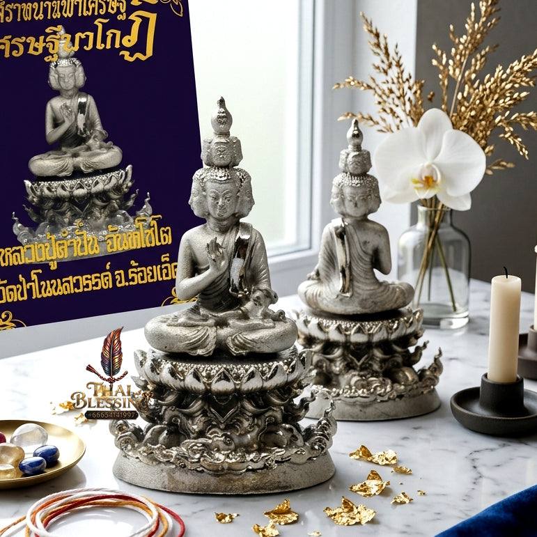 ✨ "Phra Kao Na Maha Setthi" (The Nine-Face Great Billionaire Buddha / Phra Setthi Nawakote) - Satin-Plated Bronze Edition, the Sovereign Masterpiece of Ninefold Wealth Accumulation, Supreme Business Luck, and Unstoppable Financial Prosperity!