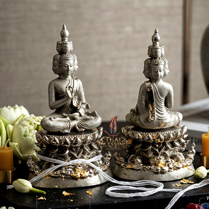 ✨ "Phra Kao Na Maha Setthi" (The Nine-Face Great Billionaire Buddha / Phra Setthi Nawakote) - Satin-Plated Bronze Edition, the Sovereign Masterpiece of Ninefold Wealth Accumulation, Supreme Business Luck, and Unstoppable Financial Prosperity!
