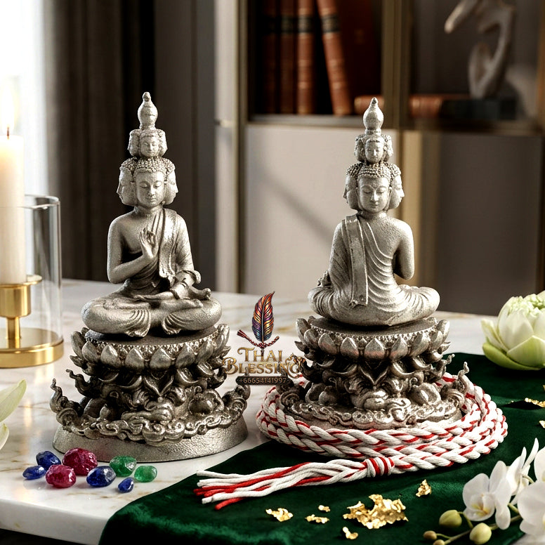 ✨ "Phra Kao Na Maha Setthi" (The Nine-Face Great Billionaire Buddha / Phra Setthi Nawakote) - Satin-Plated Bronze Edition, the Sovereign Masterpiece of Ninefold Wealth Accumulation, Supreme Business Luck, and Unstoppable Financial Prosperity!