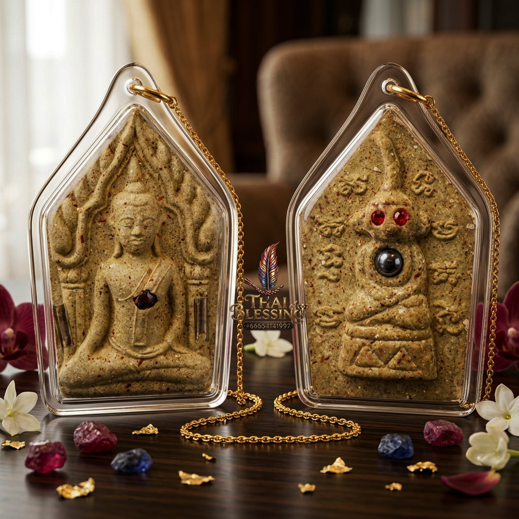 ✨ "Phra Khun Phaen Lang Ngang Ta Daeng" (Khun Phaen with Red-Eyed Ngang on Reverse) - Takian Tree Holy Wood Powder Edition, Dual-Power Seduction, Gambling Luck, and Overwhelming Commercial Magnetism!