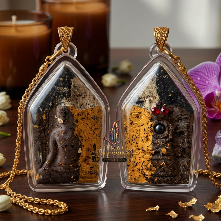 ✨ "Phra Khun Phaen Lang Ngang Ta Daeng" (Khun Phaen with Red-Eyed Ngang on Reverse) - Takian Tree Holy Wood Powder Edition, Dual-Power Seduction, Gambling Luck, and Overwhelming Commercial Magnetism!