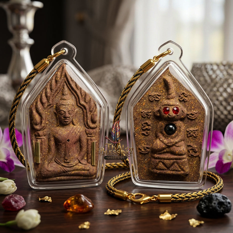 ✨ "Phra Khun Phaen Lang Ngang Ta Daeng" (Khun Phaen with Red-Eyed Ngang on Reverse) - Takian Tree Holy Wood Powder Edition, Dual-Power Seduction, Gambling Luck, and Overwhelming Commercial Magnetism!