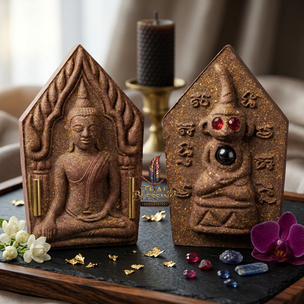 ✨ "Phra Khun Phaen Lang Ngang Ta Daeng" (Khun Phaen with Red-Eyed Ngang on Reverse) - Takian Tree Holy Wood Powder Edition, Dual-Power Seduction, Gambling Luck, and Overwhelming Commercial Magnetism!