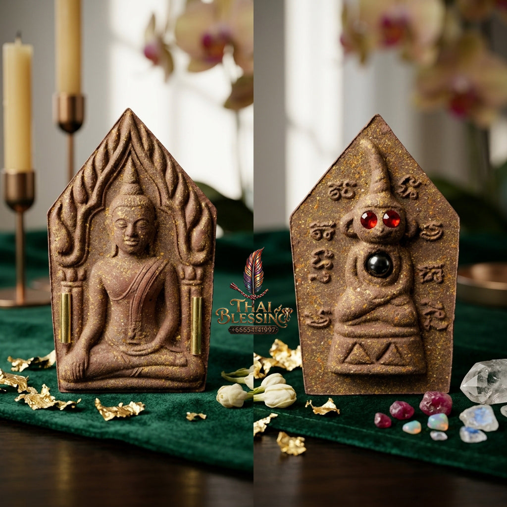 ✨ "Phra Khun Phaen Lang Ngang Ta Daeng" (Khun Phaen with Red-Eyed Ngang on Reverse) - Takian Tree Holy Wood Powder Edition, Dual-Power Seduction, Gambling Luck, and Overwhelming Commercial Magnetism!