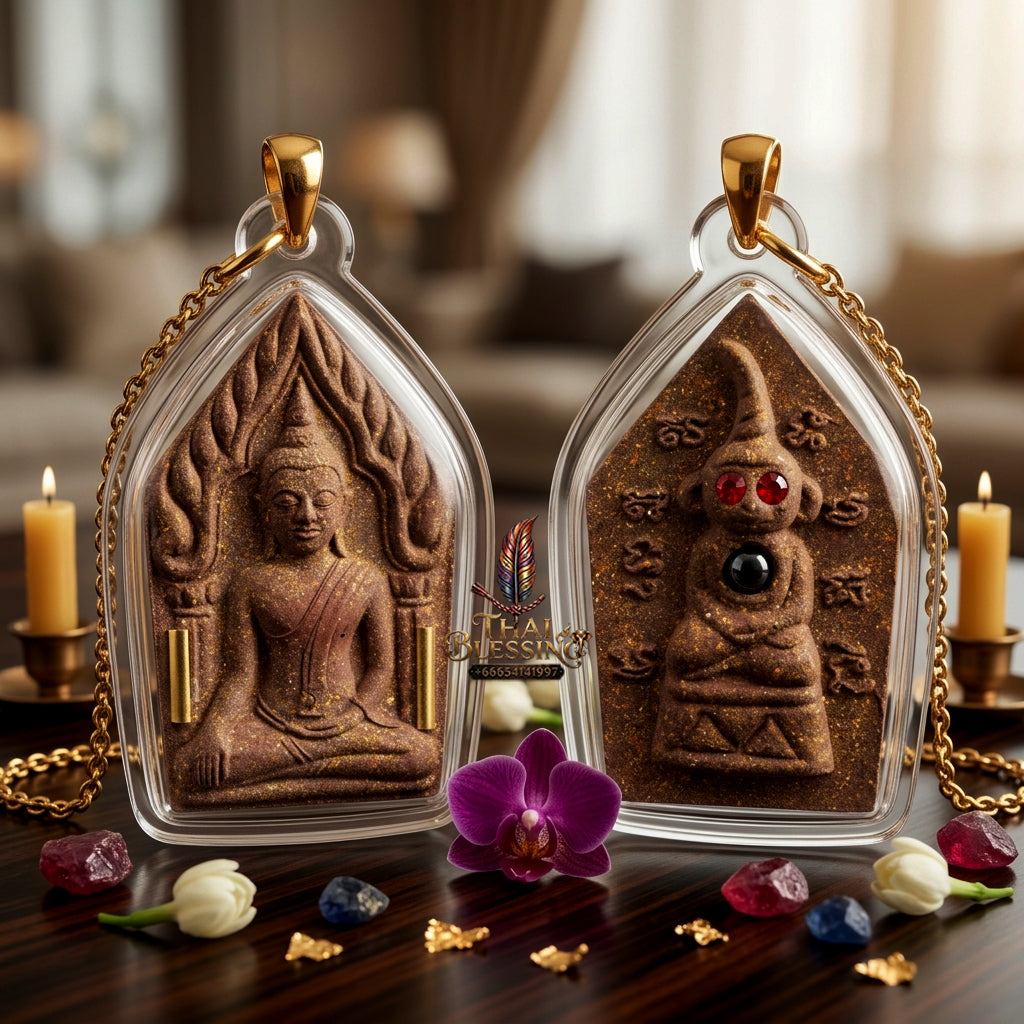 ✨ "Phra Khun Phaen Lang Ngang Ta Daeng" (Khun Phaen with Red-Eyed Ngang on Reverse) - Takian Tree Holy Wood Powder Edition, Dual-Power Seduction, Gambling Luck, and Overwhelming Commercial Magnetism!
