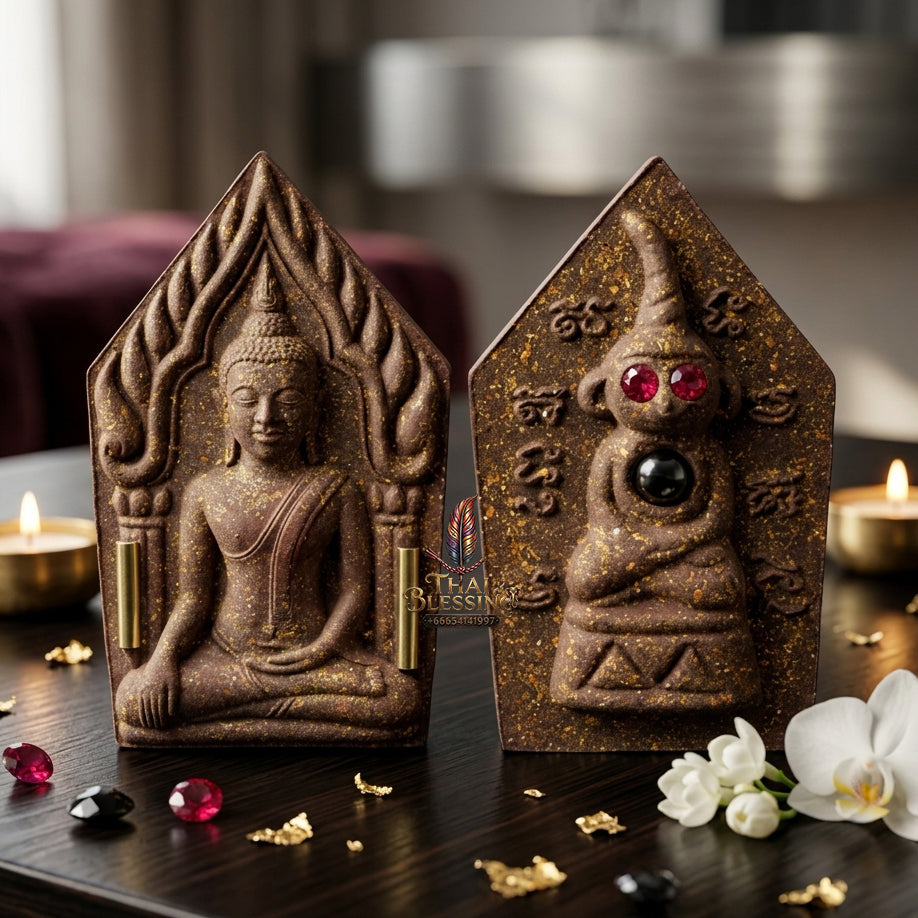 ✨ "Phra Khun Phaen Lang Ngang Ta Daeng" (Khun Phaen with Red-Eyed Ngang on Reverse) - Takian Tree Holy Wood Powder Edition, Dual-Power Seduction, Gambling Luck, and Overwhelming Commercial Magnetism!