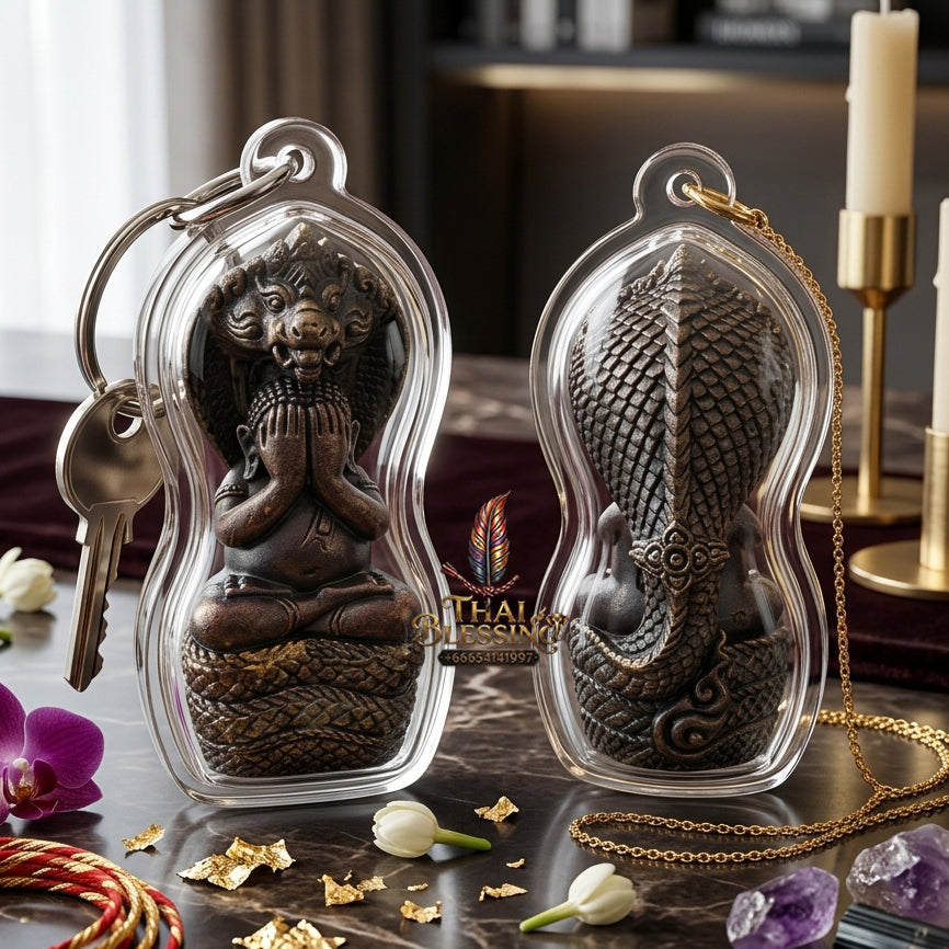 ✨ "Phra Pidta Nakharat" (Naga-Protected Pidta Buddha) - Sacred Nawaloha Metal Edition, "Mongkhon Nakharat"
