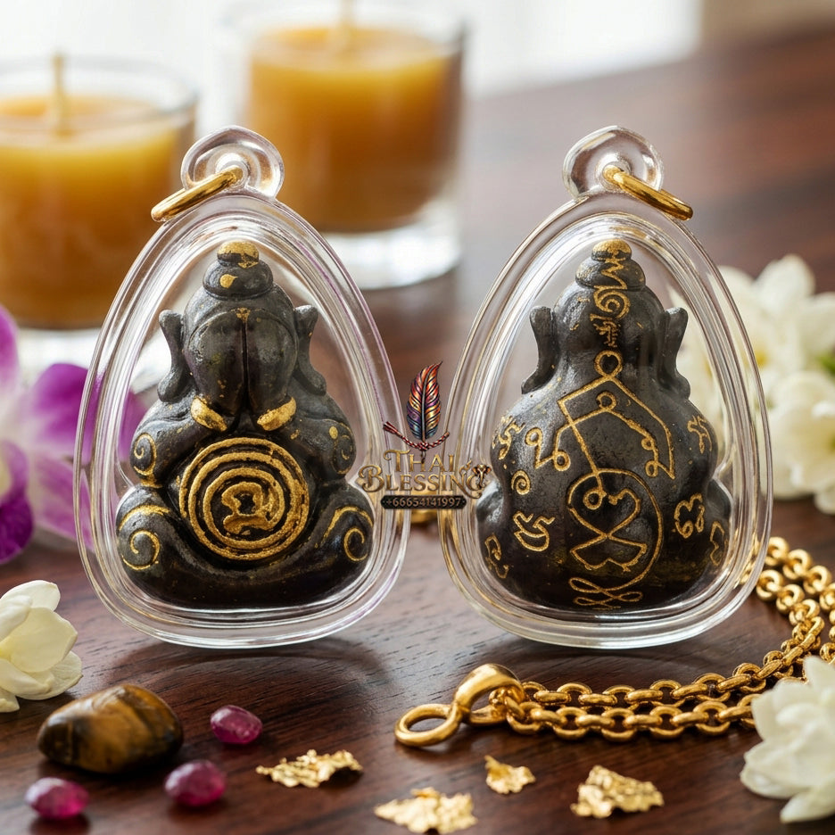 ✨ "Phra Pit Ta Na No Mo" (Closed-Eyes Buddha of Southern Magical Authority) - Samrit Black-Plated with Wet Gold Finish,  Invulnerability, Total Closure of Misfortune, and Southern Esoteric Mastery!