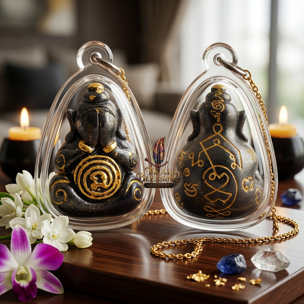 ✨ "Phra Pit Ta Na No Mo" (Closed-Eyes Buddha of Southern Magical Authority) - Samrit Black-Plated with Wet Gold Finish,  Invulnerability, Total Closure of Misfortune, and Southern Esoteric Mastery!