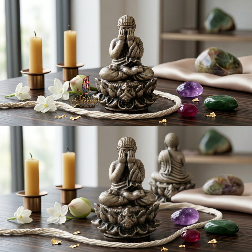 ✨ "Phra Pit Ta Setthi Anantakan" (Millionaire's Eternal Phra Pit Ta, Small Size) - Satin Silver-Plated Samrit Bronze Edition Refined Wealth Attraction, Misfortune Closure, and Central-Region Esoteric Mastery!