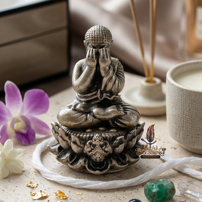 ✨ "Phra Pit Ta Setthi Anantakan" (Millionaire's Eternal Phra Pit Ta, Small Size) - Satin Silver-Plated Samrit Bronze Edition Refined Wealth Attraction, Misfortune Closure, and Central-Region Esoteric Mastery!