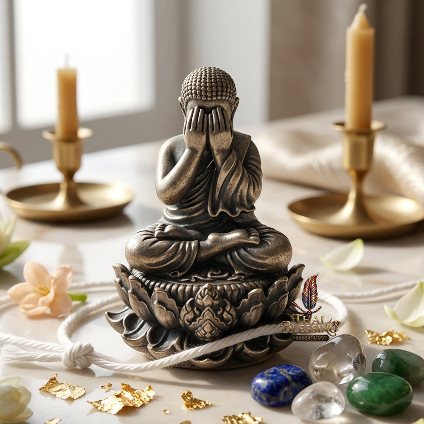 ✨ "Phra Pit Ta Setthi Anantakan" (Millionaire's Eternal Phra Pit Ta, Small Size) - Satin Silver-Plated Samrit Bronze Edition Refined Wealth Attraction, Misfortune Closure, and Central-Region Esoteric Mastery!