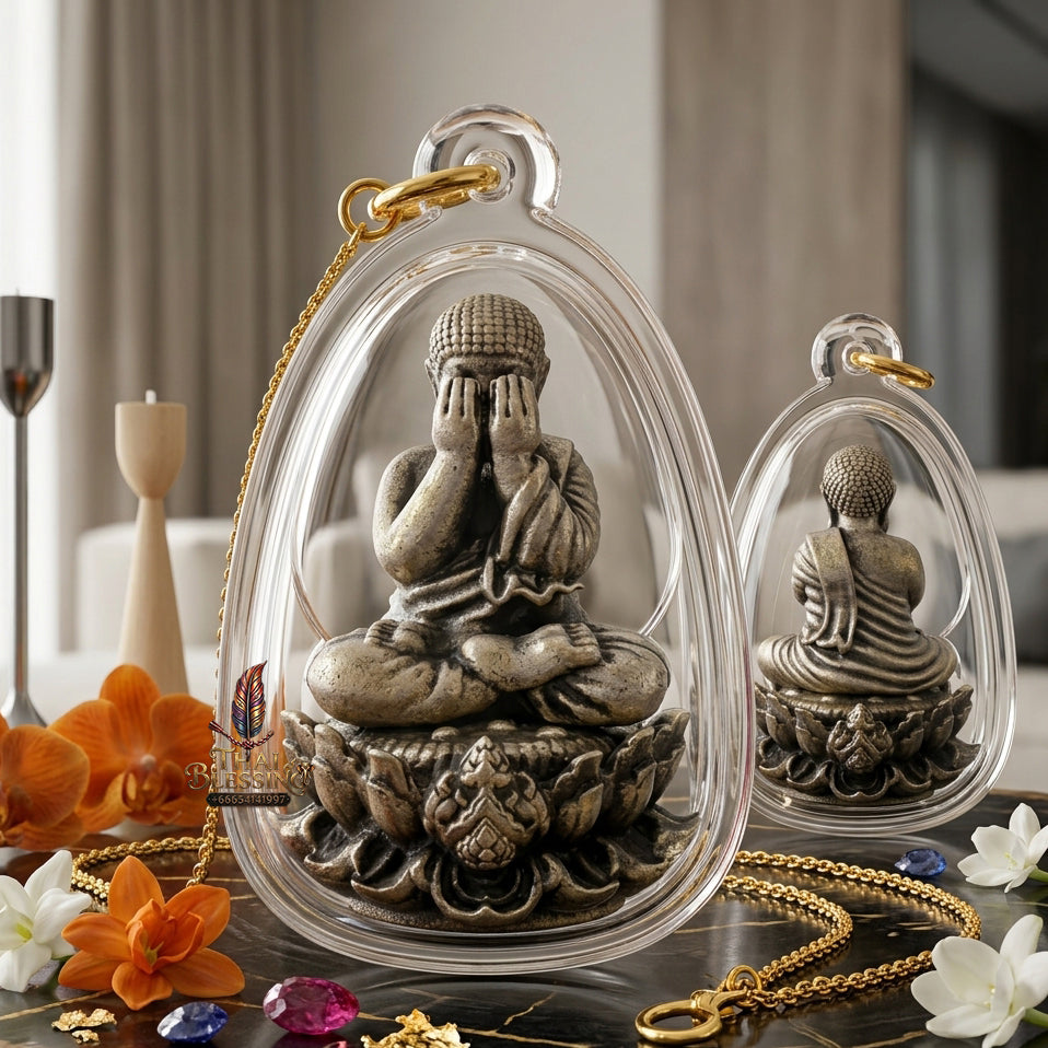 ✨ "Phra Pit Ta Setthi Anantakan" (Millionaire's Eternal Phra Pit Ta, Small Size) - Satin Silver-Plated Samrit Bronze Edition Refined Wealth Attraction, Misfortune Closure, and Central-Region Esoteric Mastery!