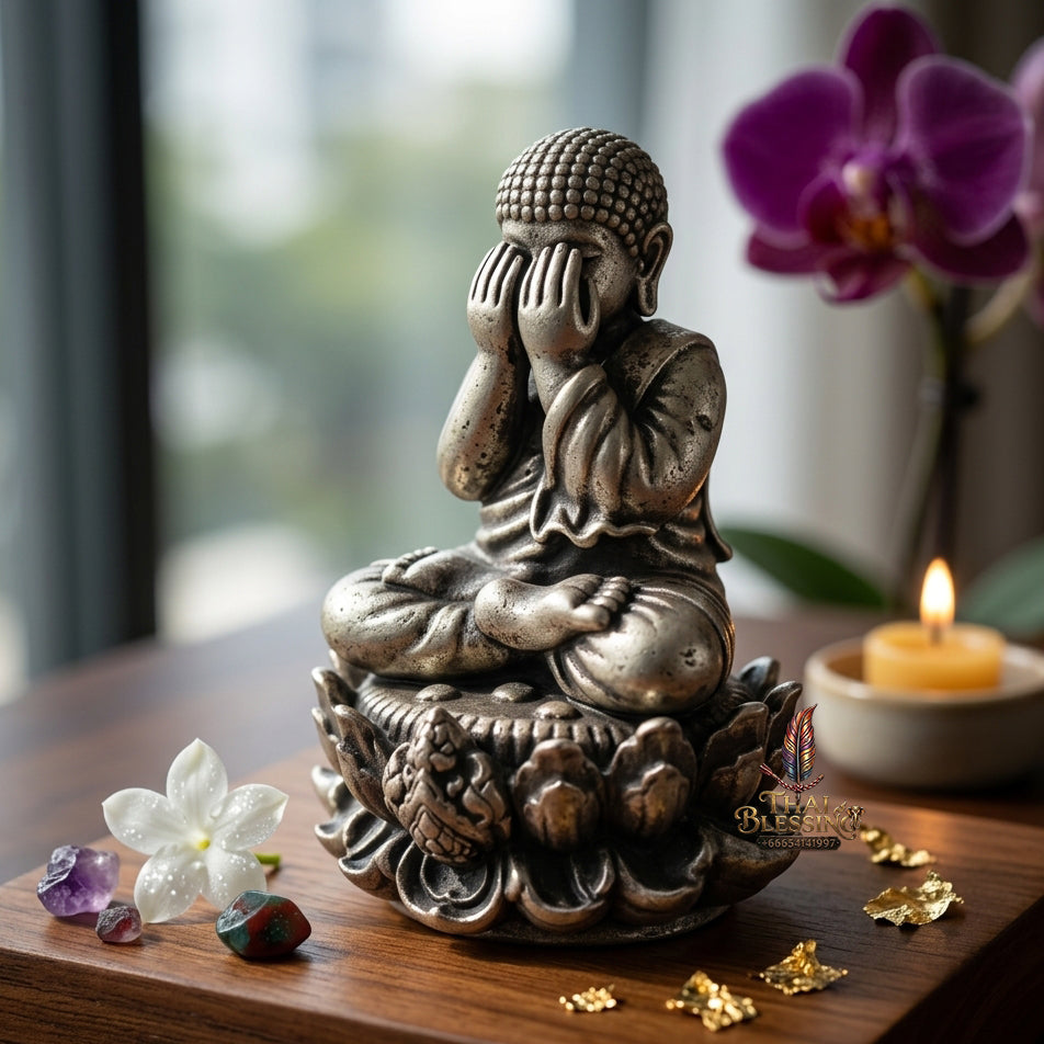 ✨ "Phra Pit Ta Setthi Anantakan" (Millionaire's Eternal Phra Pit Ta, Small Size) - Satin Silver-Plated Samrit Bronze Edition Refined Wealth Attraction, Misfortune Closure, and Central-Region Esoteric Mastery!