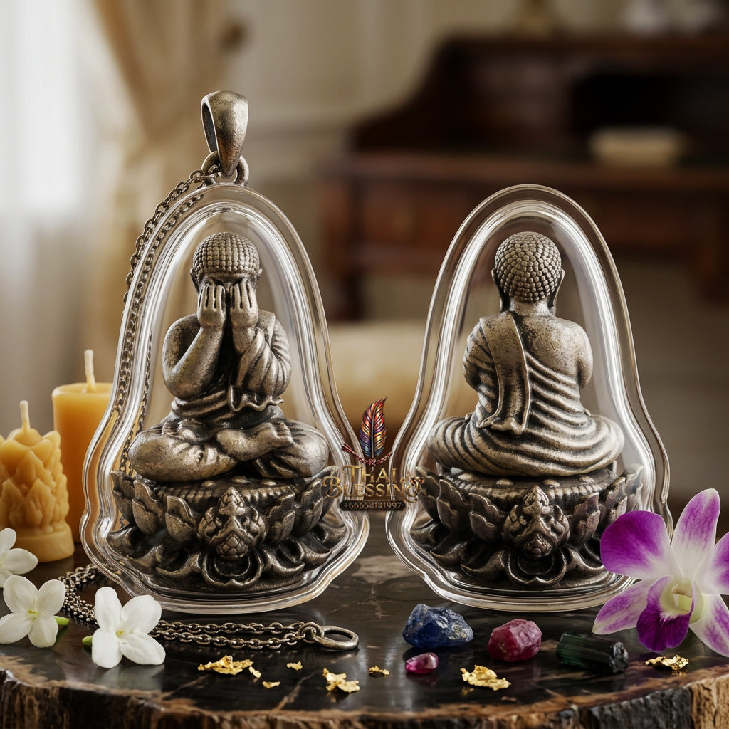 ✨ "Phra Pit Ta Setthi Anantakan" (Millionaire's Eternal Phra Pit Ta, Small Size) - Satin Silver-Plated Samrit Bronze Edition Refined Wealth Attraction, Misfortune Closure, and Central-Region Esoteric Mastery!