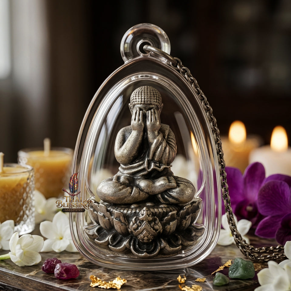 ✨ "Phra Pit Ta Setthi Anantakan" (Millionaire's Eternal Phra Pit Ta, Small Size) - Satin Silver-Plated Samrit Bronze Edition Refined Wealth Attraction, Misfortune Closure, and Central-Region Esoteric Mastery!
