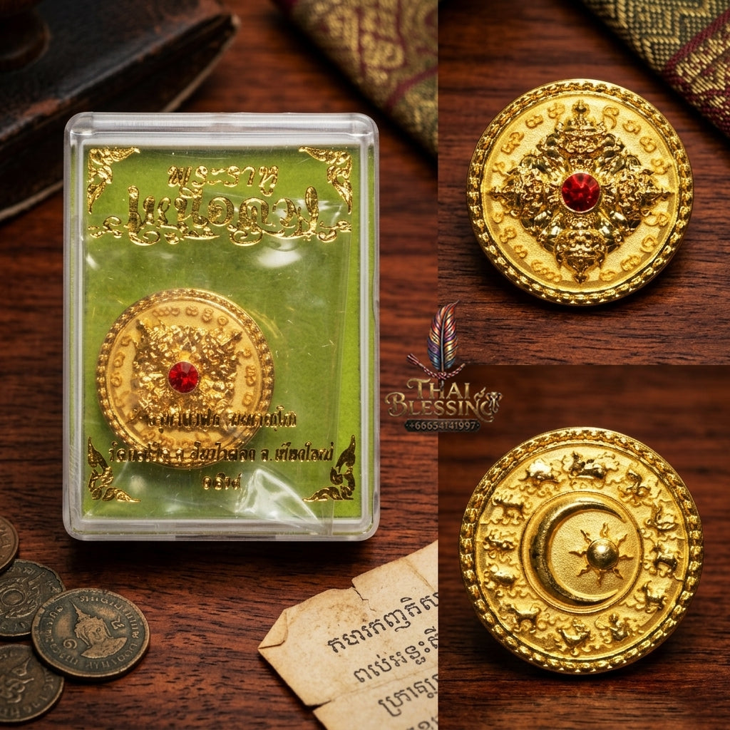 Sacred Phra Rahu Nuea Duang (Rahu Overcoming Fate) Bronze Coin Amulet by Kruba Khamfan Wat Kor Chok 2026 for Eclipse Protection, Karma Clearance, and Massive Wealth Elevation