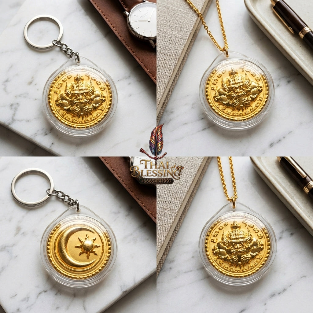 Sacred Phra Rahu Nuea Duang (Rahu Overcoming Fate) for Eclipse Protection, Karma Clearance, and Massive Wealth Elevation )