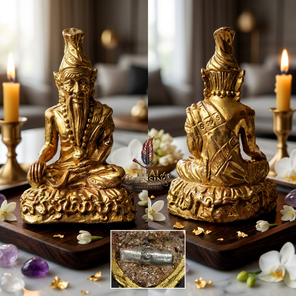 ✨ "Phra Thaksinamurti (Pu Rue Si Itsuan)" - Sacred Brass Edition, Sealed Base with Holy Powders, The Sovereign Masterquisite of Primal Guru Wisdom, Divine Authority, and Unlimited Wish-Fulfilling Manifestation!
