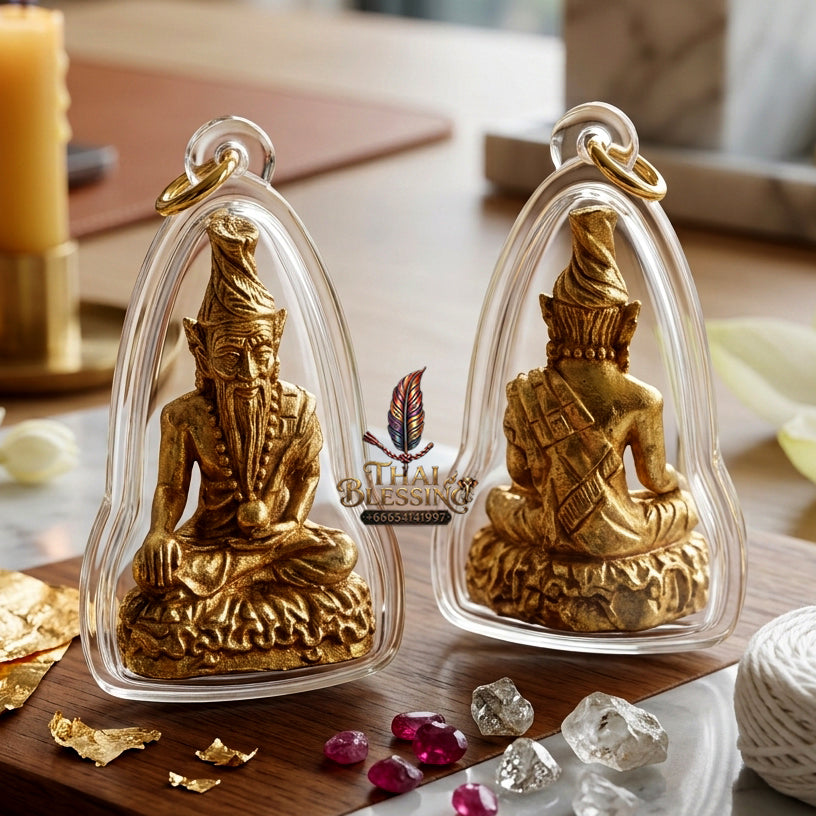 ✨ "Phra Thaksinamurti (Pu Rue Si Itsuan)" - Sacred Brass Edition, Sealed Base with Holy Powders, The Sovereign Masterquisite of Primal Guru Wisdom, Divine Authority, and Unlimited Wish-Fulfilling Manifestation!