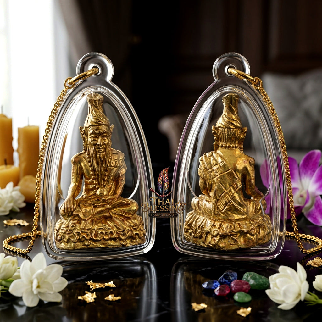 ✨ "Phra Thaksinamurti (Pu Rue Si Itsuan)" - Sacred Brass Edition, Sealed Base with Holy Powders, The Sovereign Masterquisite of Primal Guru Wisdom, Divine Authority, and Unlimited Wish-Fulfilling Manifestation!