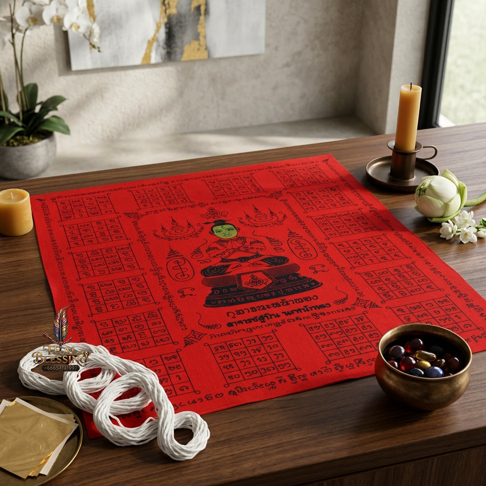 ✨ "Phraya Yant Kumarn Na Na Thong" (Golden-Face Kumarn Thong Cloth Yant) - Large Format (16 x 13 inches) by Achan Subin Na Na Thong: The Supreme Masterpiece of Monumental Wealth Sorcery, Radiant Charisma, and Unstoppable Business Magnetism!