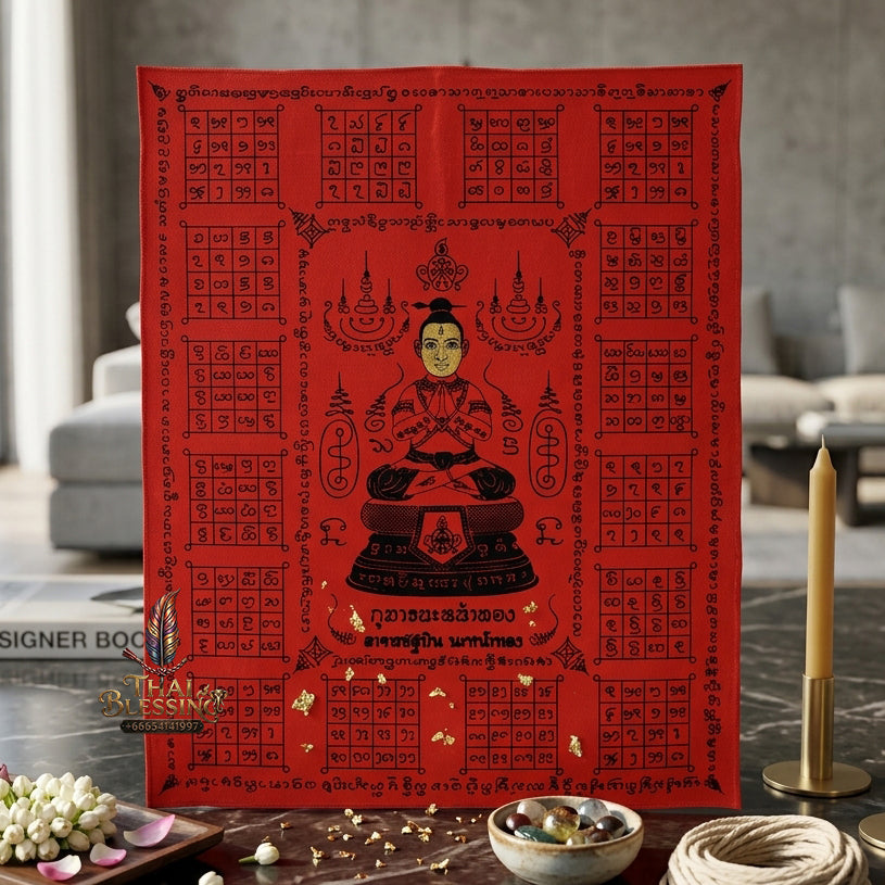 ✨ "Phraya Yant Kumarn Na Na Thong" (Golden-Face Kumarn Thong Cloth Yant) - Large Format (16 x 13 inches) by Achan Subin Na Na Thong: The Supreme Masterpiece of Monumental Wealth Sorcery, Radiant Charisma, and Unstoppable Business Magnetism!
