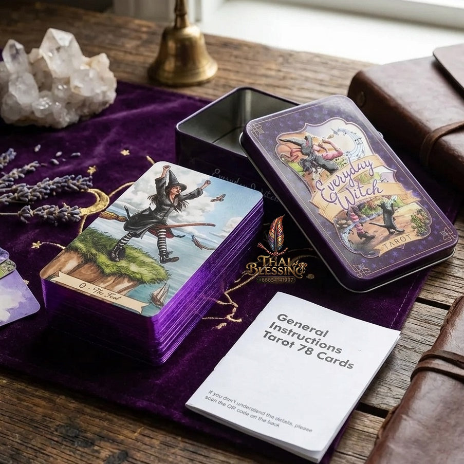 ✨ Portable Everyday Witch Tarot Deck in Tin Box - 10.3x6cm Pocket-Sized Rider-Waite Divination Cards with PDF Guidebook for Modern Witches and Beginners