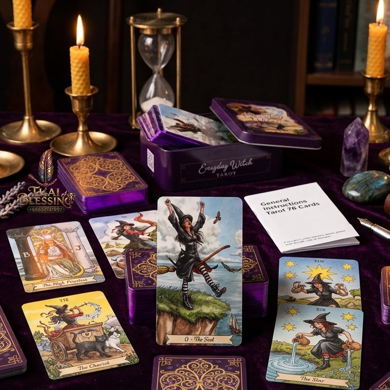 ✨ Portable Everyday Witch Tarot Deck in Tin Box - 10.3x6cm Pocket-Sized Rider-Waite Divination Cards with PDF Guidebook for Modern Witches and Beginners