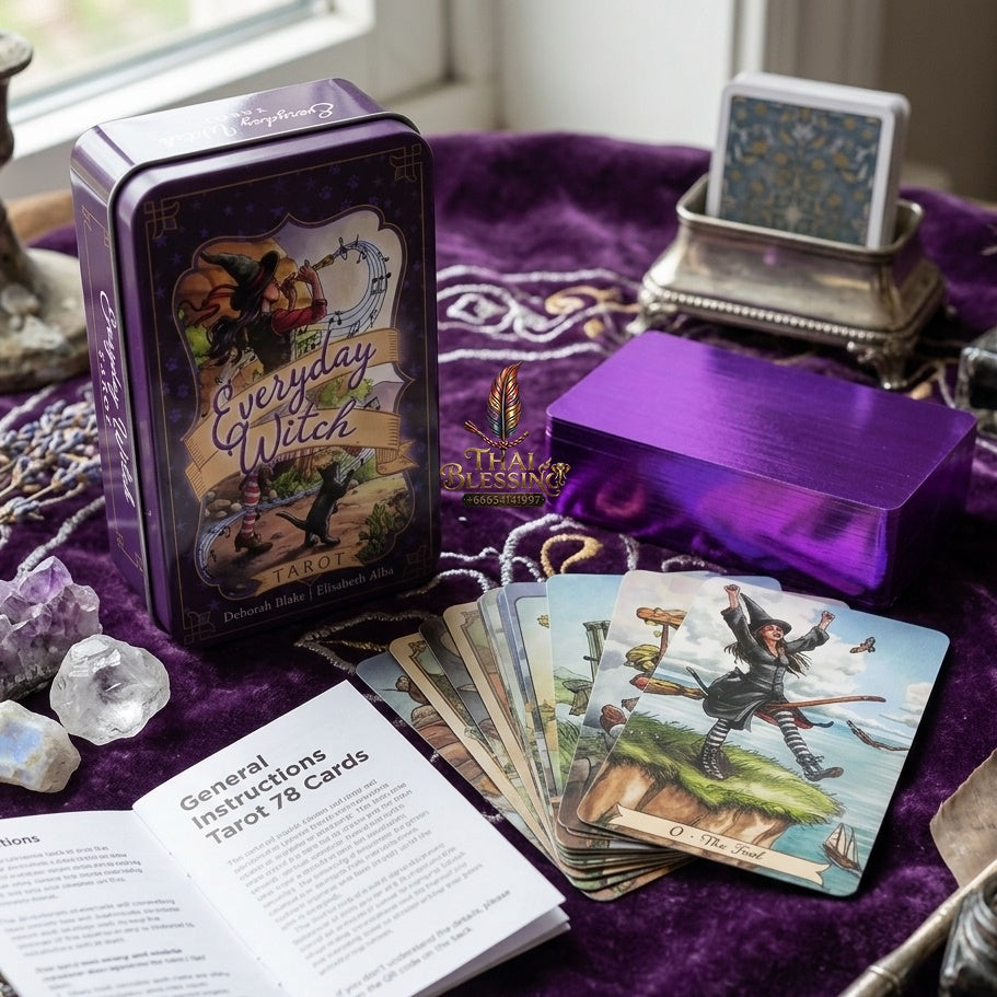 ✨ Portable Everyday Witch Tarot Deck in Tin Box - 10.3x6cm Pocket-Sized Rider-Waite Divination Cards with PDF Guidebook for Modern Witches and Beginners
