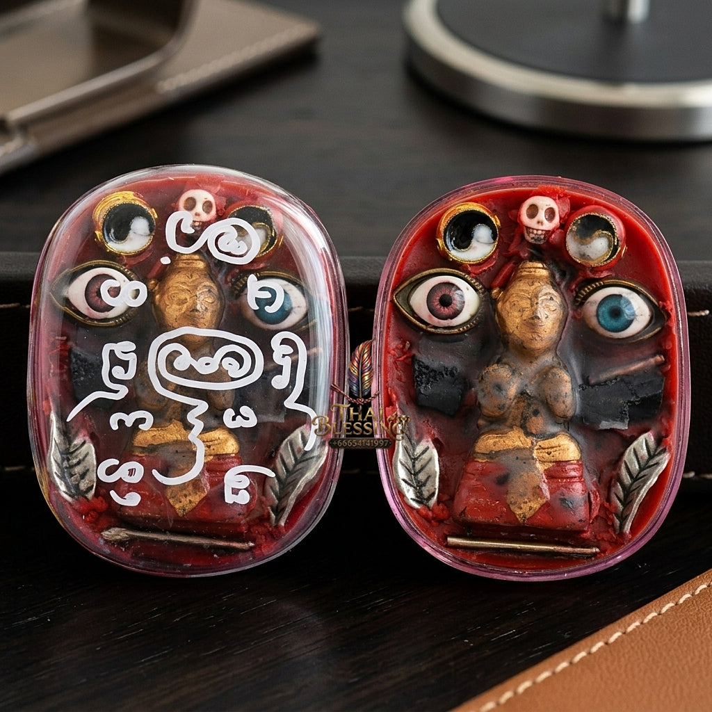 Sacred "Seepueng Kuman Thong" (Golden Boy Fortune & Attraction Wax) by Ajarn Khong Sak, 2015 for Supreme Luck, Business Success, and Endearing Charm