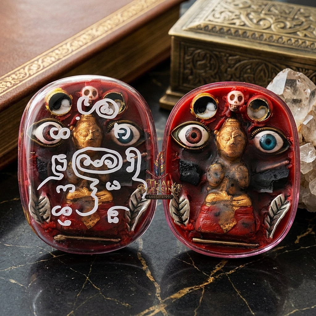 Sacred "Seepueng Kuman Thong" (Golden Boy Fortune & Attraction Wax) by Ajarn Khong Sak, 2015 for Supreme Luck, Business Success, and Endearing Charm