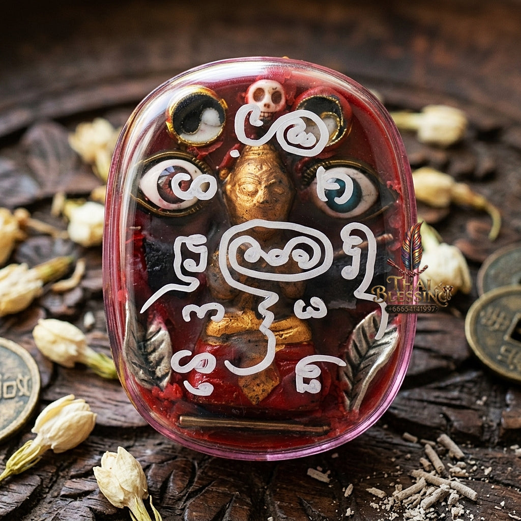 Sacred "Seepueng Kuman Thong" (Golden Boy Fortune & Attraction Wax) by Ajarn Khong Sak, 2015 for Supreme Luck, Business Success, and Endearing Charm